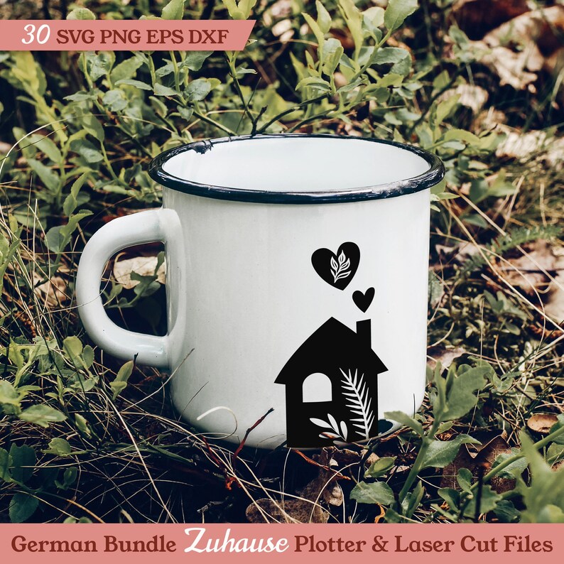 German Home SVG. Zuhause Familie Herz Liebe plotterdatei. Moving Housewarming Family House Wreath Heart Plotter Lasercut Cricut Silhouette.