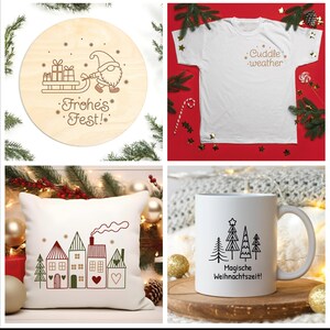 Plotterdatei Weihnachten. Christmas Scene laser engraving and plotter cut files (svg, png, eps, dxf).