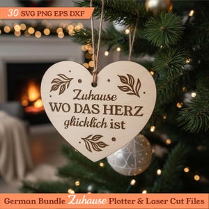 Zuhause, Familie, Herz, Liebe, Freude plotter und laserdatei für DIY-Geschenke. immagine 12