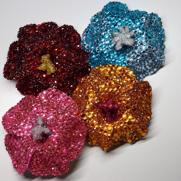 Bedazzled Shimmer Hibiscus Hair Clips