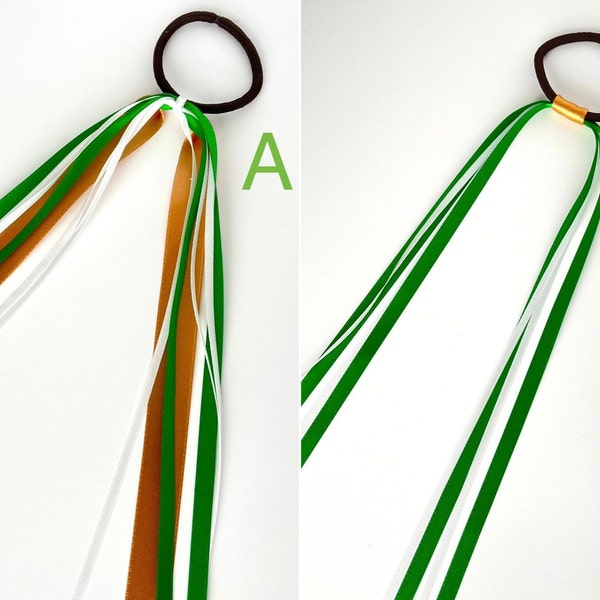 Green and Gold Rally Ribbon/Hair Ribbon/Hair Ties