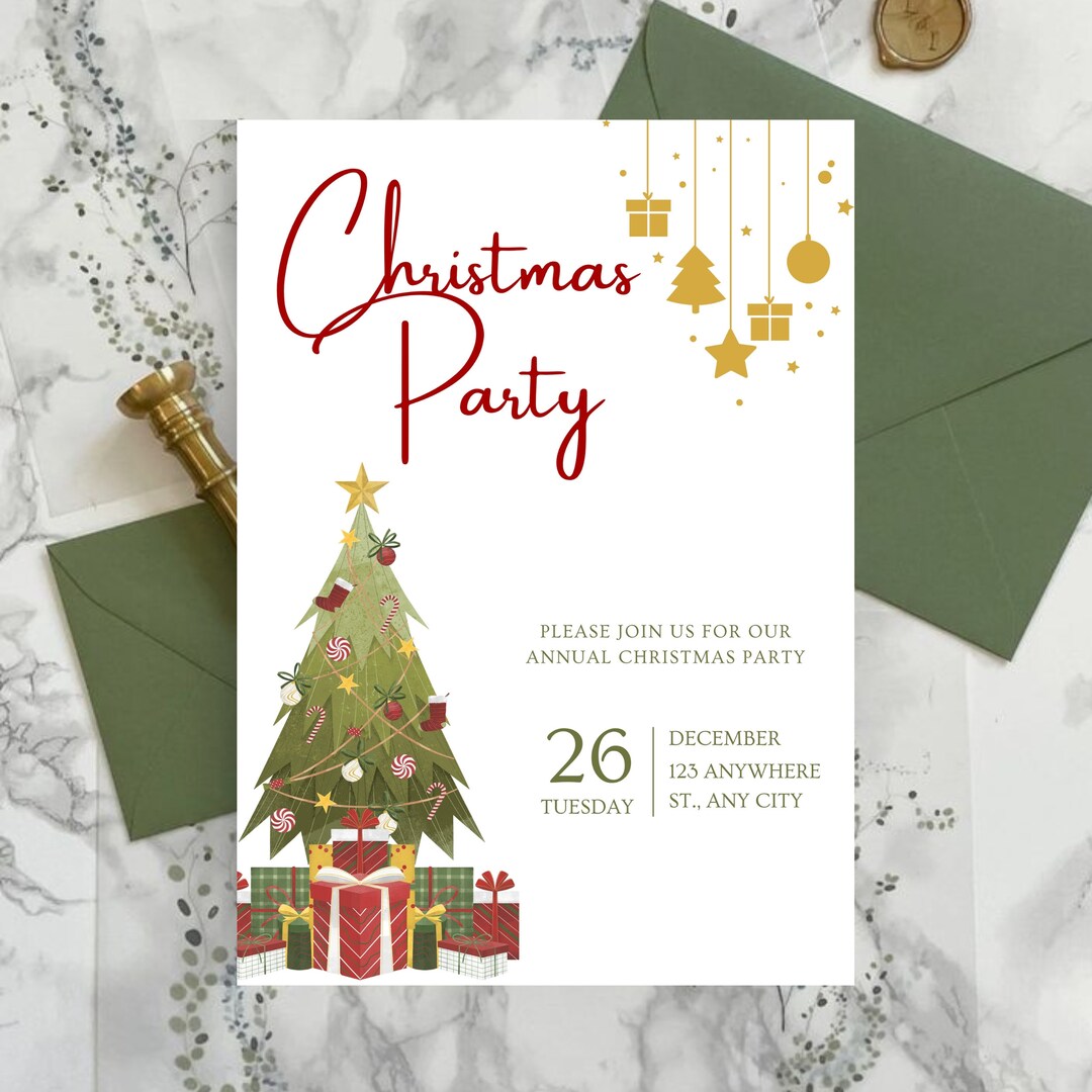 Invitación navideña, invitación para fiesta de árboles de Navidad ...