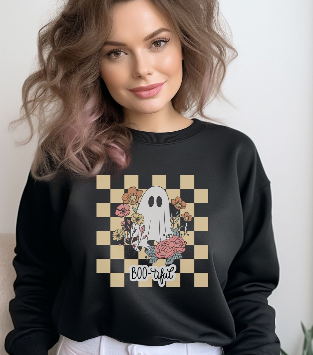 Halloween Sweater Halloween Crewneck Ghost Sweater Retro Etsy