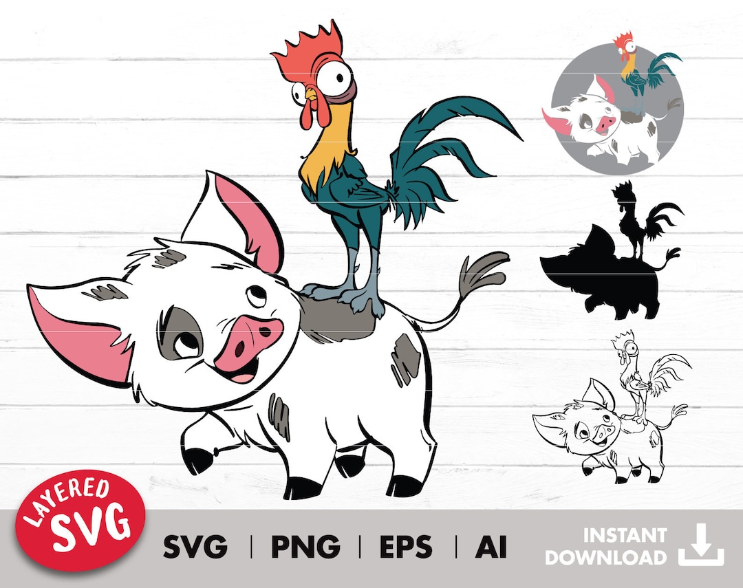 Hei Hei SVG, Svg, Cartoon, Baby Shower, PNG, Instant Download, Svg Iron
