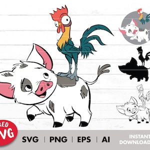 Hei Hei SVG, SVG, dibujos animados, baby shower, PNG, descarga instantánea, transferencia de plancha SVG, sublimación de camisetas, transferencia de vinilo, capas por color