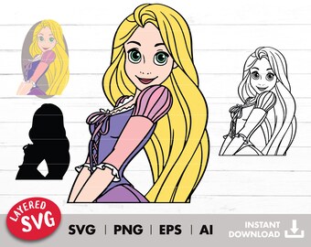 Princess svg, Layered by color svg, Svg file, Svg iron on transfer, tshirt sublimation, vinyl transfer, png, outlined, digital download