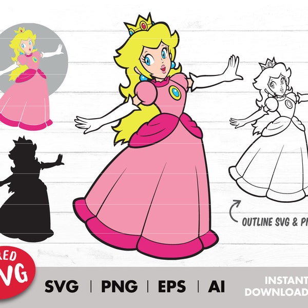 Princess Svg, Svg file, Svg iron on transfer, tshirt sublimation, vinyl transfer, layered by color, printable svg, png, cricut, outlined