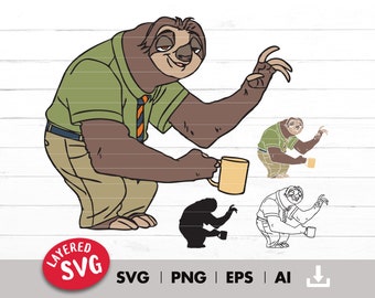 LAYERED SVG, Sloth svg, Svg Png Eps svg files for cricut svg bundle for cricut outlined png files for sublimation Instant Download Sticker