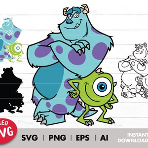 Monsters Inc. Sully & Mike Nested Silhouettes SVG PNG JPG 