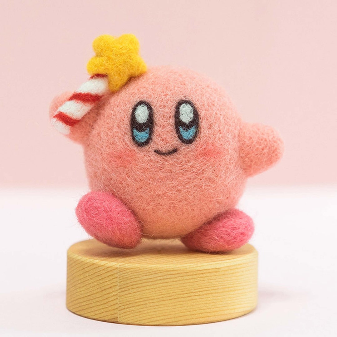 Handcrafted Needle Felted Kirby Adorable Soft Wool Sculpture Etsy