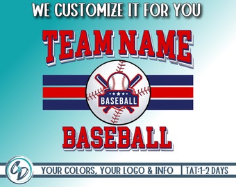 Custom Baseball Team Design, Baseball Custom Mascot PNG, Sublimation DTG , Baseball Mascot Design, Personalized Baseball PNG, We Customize