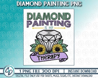 La pintura de diamantes es mi terapia, diseño de pintura de diamantes png, arte de diamantes png, gran idea de regalo, diy crafter PNG, sublimación, DTF imprimible
