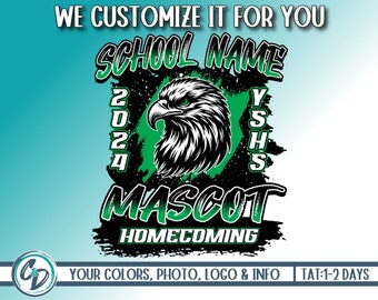 Custom School Homecoming Design, Alumni Pride, Personalized School Mascot PNG, Homecoming Png Design, Sublimation, DTG, DTF, We Customize