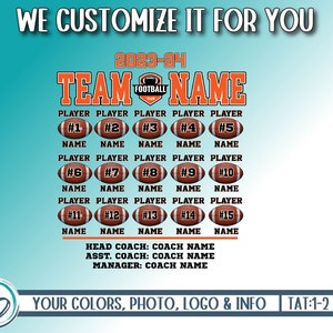 Football Shirt Back Custom PNG, Football Personalized PNG, Custom Football Roster Design, Shirt Back Roster Design, We Customize For You