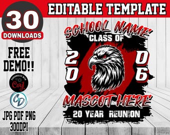 School Reunion Editable Template | Class Reunion Shirt Design | Corjl Printable SVG PNG PDF Download | Homcoming Shirt Design |