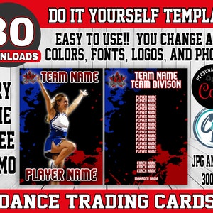 Modello di carta da ballo personalizzabile - Design di carta sportiva modificabile, modello di carta da ballerino modificabile Corjl, carta collezionabile personalizzata della squadra di ballo