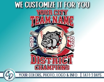 Baseball Team District Champions PNG, Custom Baseball Playoffs Design, Tournament, Personalized Little League World Series, DTF We Customize