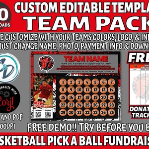 Corjl Editable Basketball Pick a Number Fundraiser, Team Pack 30 Download, Basketball 1 to 35 Fundraiser Template, Digital Fundraiser Ideas