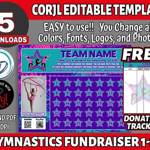 Corjl Editable Gymnastics Pick a Number Fundraiser, Gymnastics 1 - 35 Fundraiser Template, Gym Digital Fundraiser, Editable Fundraiser Ideas