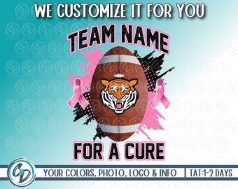 Football Breast Cancer Awareness PNG, Custom Football Breast Cancer Design, Sublimation DTG , Personalized Football Cancer PNG, We Customize