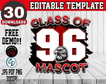 Editable School Reunion Graphic Template | Class Reunion Shirt Design | Corjl SVG PNG PDF Download | Homecoming Class Mascot Shirt