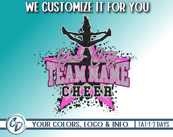 Custom Cheerleading Team Design, Cheerleader Custom Mascot PNG, Shirt Design, Cheer Star Squad Design, Cheer Personalized PNG, We Customize