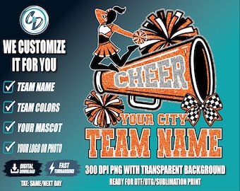 Custom Cheer Team Shirt Design | Cheer Mom Spirit Wear | Personalized Mascot Tee Graphic | School Cheer Squad Design