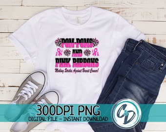 Pompones y cintas rosas Png, Cheer Pink Month Png, Cheerleading Png, Sublimation Cheer Png, Archivos digitales Png, Descarga instantánea