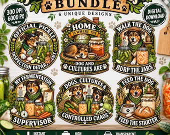 Fermentation Dog Life Bundle PNG, Funny Dog Lover Fermentation Designs, Sourdough Pickle Kombucha PNG, Homestead Kitchen Clipart