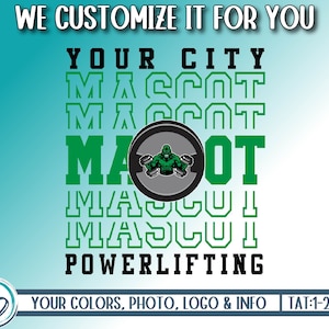 Custom Powerlifting Mascot Design, Powerlifting Shirt Design PNG, Sublimation DTG, Personalized Powerlifting Team Spirit PNG, We Customize