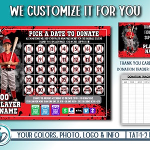 Raccolta fondi personalizzata per il baseball Scegli una data, raccolta fondi digitale personalizzata per il baseball, idee per donazioni nel baseball, raccolta fondi per il calendario, personalizziamo