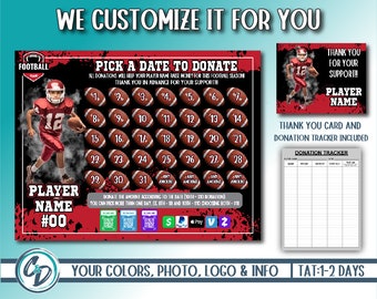 Custom Football Pick a Date Fundraiser, Personalized Football Digital Fundraiser, Football Donation Ideas, Fundraiser Ideas, We Customize!