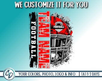 Custom Football Helmet Design, Football Custom Mascot PNG, Sublimation DTG, Football Paint Splatter, Personalized Football PNG, We Customize