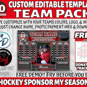 Corjl Patrocinador de hockey editable Recaudación de fondos de mi temporada, Descarga del paquete de equipo de hockey 30, Plantilla de recaudación de fondos de hockey, Ideas de recaudación de fondos digitales