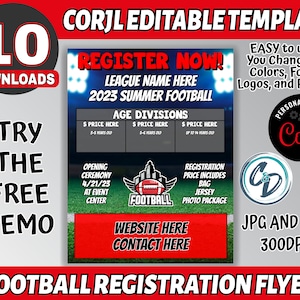 Anpassbarer Fußballregistrierung Flyer, bearbeitbare Sportregistrierung, Corjl bearbeitbare Fußballregistrierung Flyer Maker-Vorlage