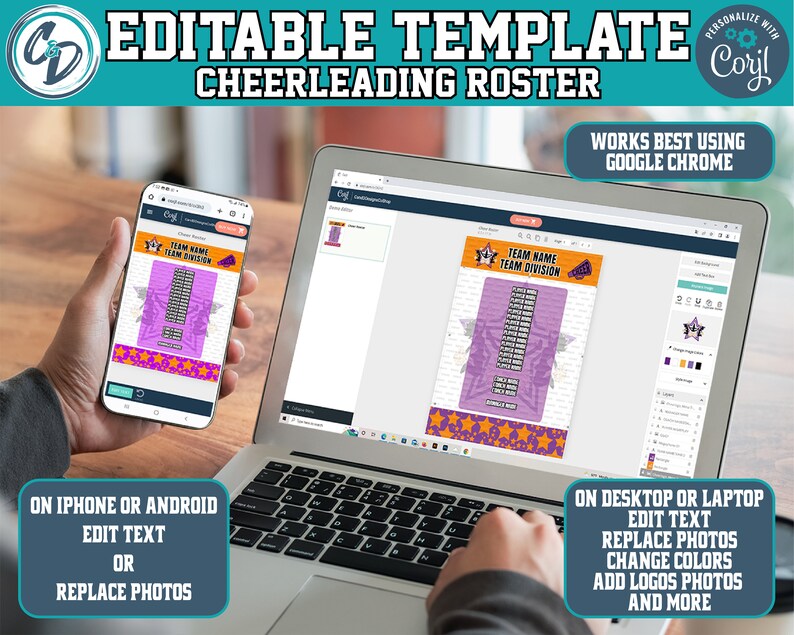 Customizable Cheerleading Roster Template, Editable Sports Roster ...
