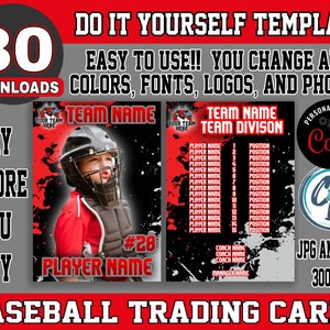 Modello di carta da baseball personalizzabile - Design di carta sportiva modificabile, modello di carta da baseball modificabile Corjl, carta collezionabile di baseball personalizzata