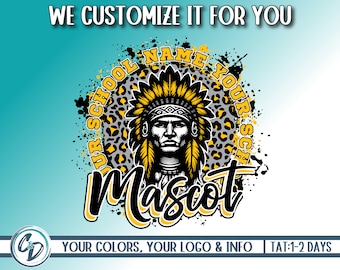 Custom Leopard Print School Mascot Design, Personalized School Reunion PNG, Shirt Emblem, Alumni Pride, Sublimation, DTG, DTF, We Customize