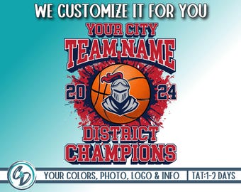 Trending Basketball District Champions Design, Basketball Mascot PNG, Sublimation DTG, Custom Basketball Playoffs Design, We Customize