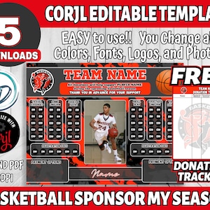 Corjl Editable Basketball Sponsor My Season Fundraiser, Basketball Fundraiser Template, Digital Fundraiser, Editable Fundraiser Ideas