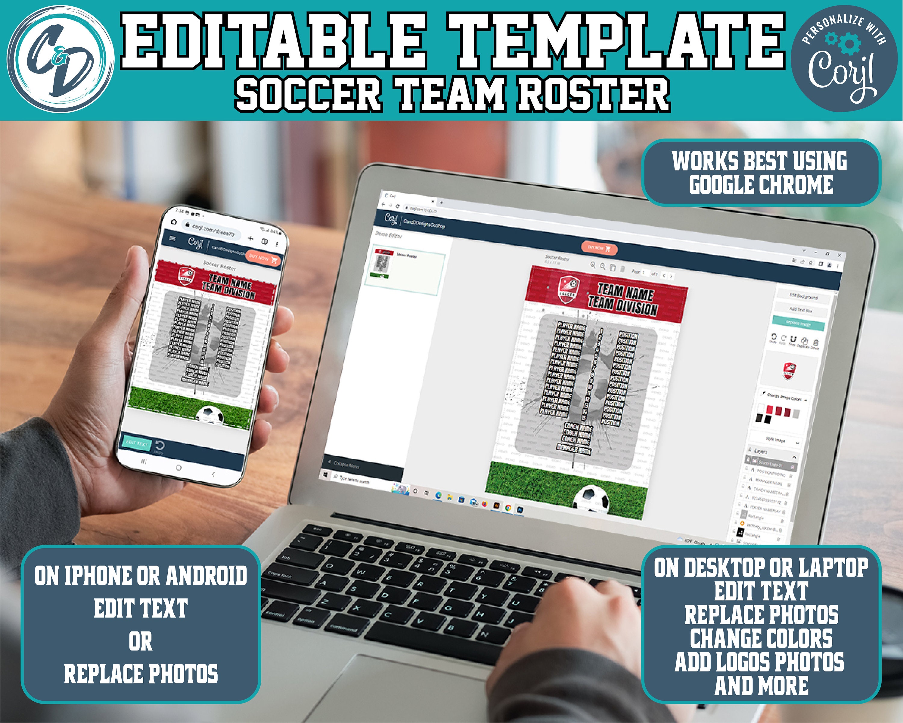 Customizable Hockey Roster Template, Editable Sports Roster Design ...