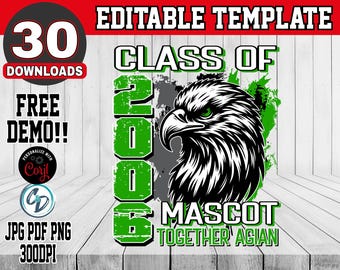 Custom School Reunion Shirt Template | Editable Class Reunion Design | Corjl SVG PNG PDF Printable | Team Mascot Homecoming Idea