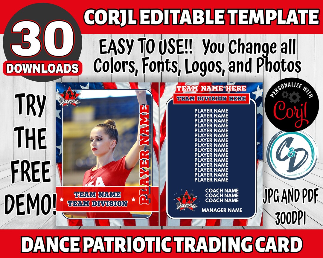 Customizable Dance Card Template Editable Sports Card Design Corjl