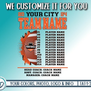 Custom Football Roster Design, Football Shirt Back Custom PNG, Shirt Back Roster Design, Football Personalized PNG, We Customize For You