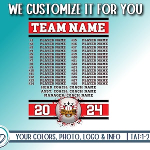 Baseball Shirt Back Custom PNG, Shirt Back Roster Design, Custom Baseball Roster Design, Baseball Personalized PNG, We Customize For You