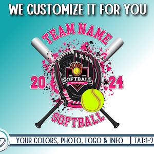 Custom Softball Team Design, Softball Custom Mascot PNG, Shirt Design, Softball Sublimation DTG, Personalized Softball Grunge, We Customize