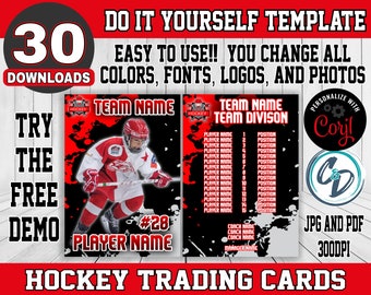 Customizable Hockey Card Template - Editable Sports Card Design, Corjl Editable Hockey Card Template, Custom Hockey Trading Card