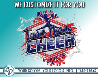 Customized Cheerleading Shirt Design, Cheer Design, Cheer Squad Mascot PNG, Cheerleading Personalized PNG, Cheer Custom PNG, We Customize