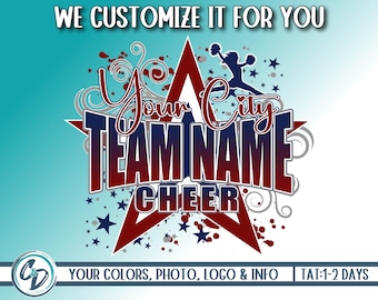 Cheer Custom PNG, Cheerleading Shirt Design, Custom Cheerleading Design, Cheer Squad Mascot PNG, Cheerleading Personalized PNG, We Customize