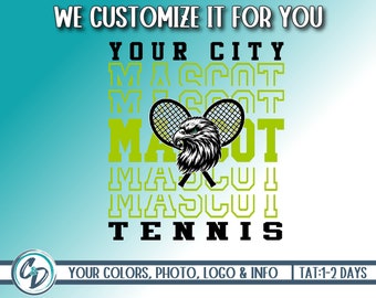 Diseño personalizado de mascota de tenis, diseño de camiseta personalizada de tenis PNG, diseño DTF Dtg de sublimación, espíritu de equipo de tenis personalizado PNG, personalizamos